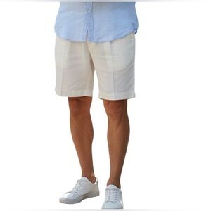 Vintage Greg Peters Linen 10” Shorts White Mens 38 Country Club Resort wear